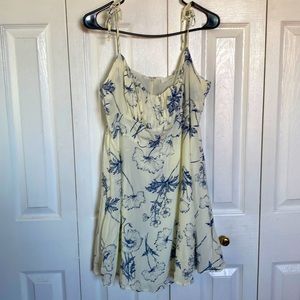 Cream Floral Print Tie-Strap Slip Dress